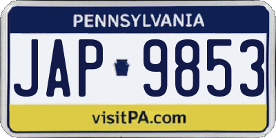 PA license plate JAP9853