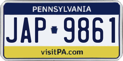 PA license plate JAP9861