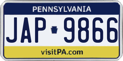 PA license plate JAP9866