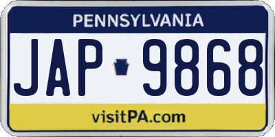 PA license plate JAP9868