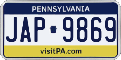PA license plate JAP9869