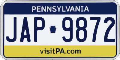 PA license plate JAP9872