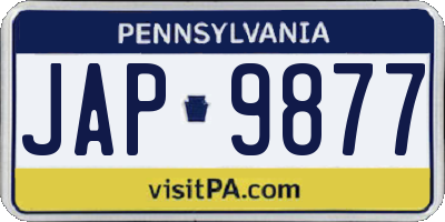 PA license plate JAP9877