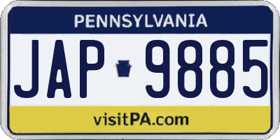 PA license plate JAP9885