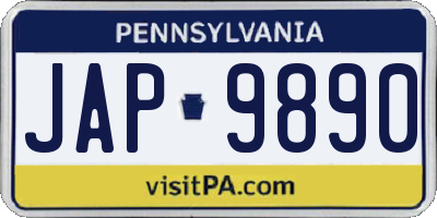 PA license plate JAP9890