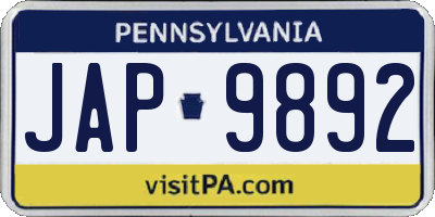 PA license plate JAP9892