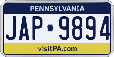 PA license plate JAP9894