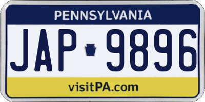 PA license plate JAP9896