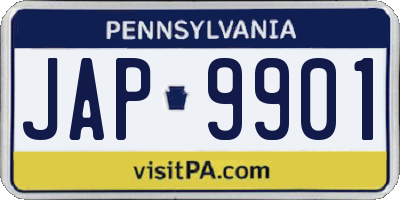 PA license plate JAP9901
