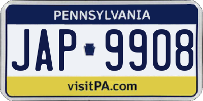 PA license plate JAP9908