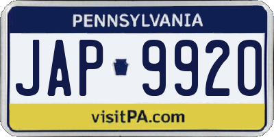 PA license plate JAP9920