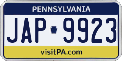 PA license plate JAP9923