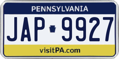 PA license plate JAP9927