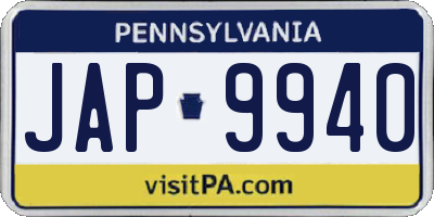 PA license plate JAP9940