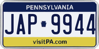 PA license plate JAP9944