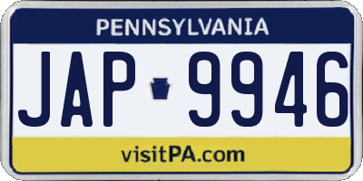 PA license plate JAP9946