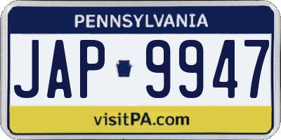 PA license plate JAP9947