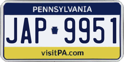 PA license plate JAP9951