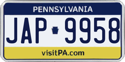 PA license plate JAP9958
