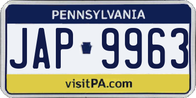 PA license plate JAP9963