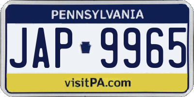 PA license plate JAP9965
