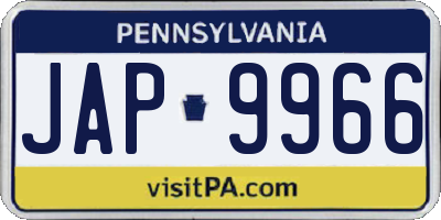 PA license plate JAP9966