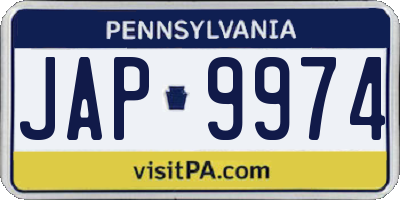 PA license plate JAP9974