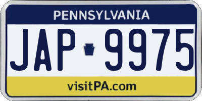 PA license plate JAP9975
