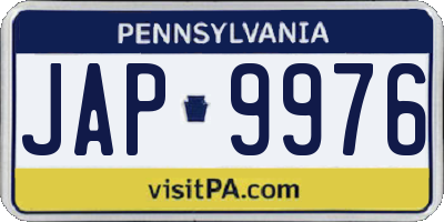 PA license plate JAP9976