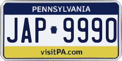 PA license plate JAP9990