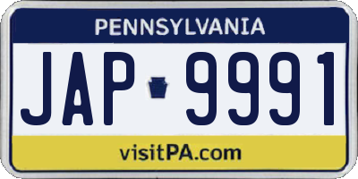PA license plate JAP9991
