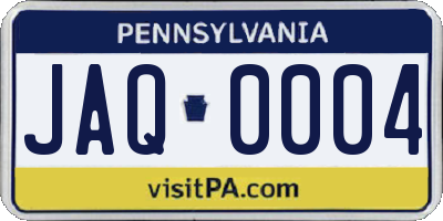 PA license plate JAQ0004