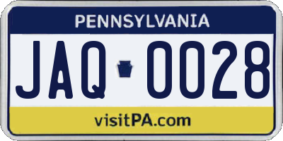 PA license plate JAQ0028