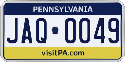 PA license plate JAQ0049