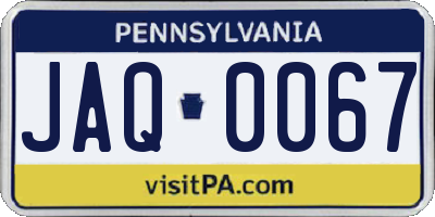 PA license plate JAQ0067