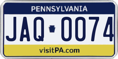 PA license plate JAQ0074