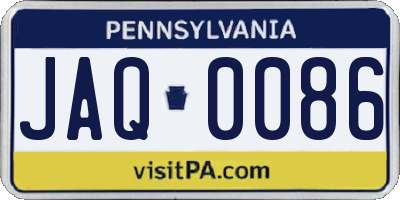 PA license plate JAQ0086