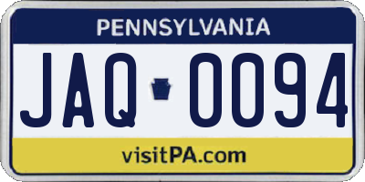 PA license plate JAQ0094