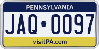 PA license plate JAQ0097