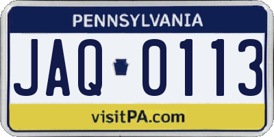 PA license plate JAQ0113
