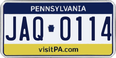 PA license plate JAQ0114