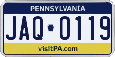 PA license plate JAQ0119
