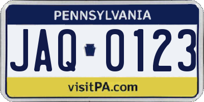 PA license plate JAQ0123