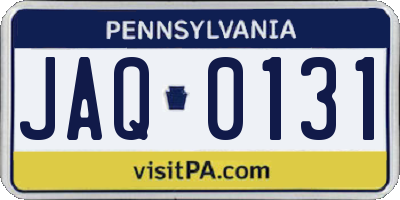 PA license plate JAQ0131