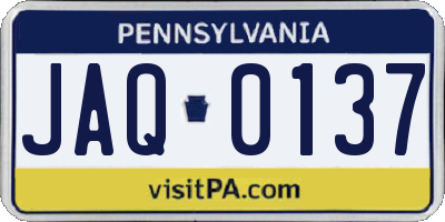 PA license plate JAQ0137