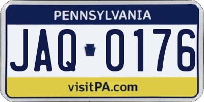 PA license plate JAQ0176