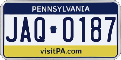 PA license plate JAQ0187