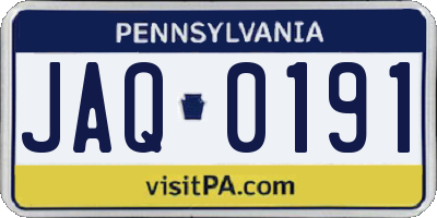PA license plate JAQ0191