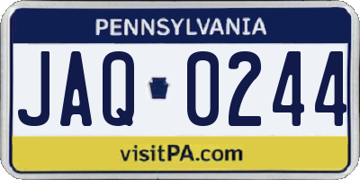 PA license plate JAQ0244