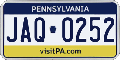 PA license plate JAQ0252